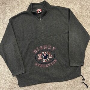 Vintage Disney Athletics Mickey, INC 1/4 Zip Fleece Pullover Size XL Embroidered